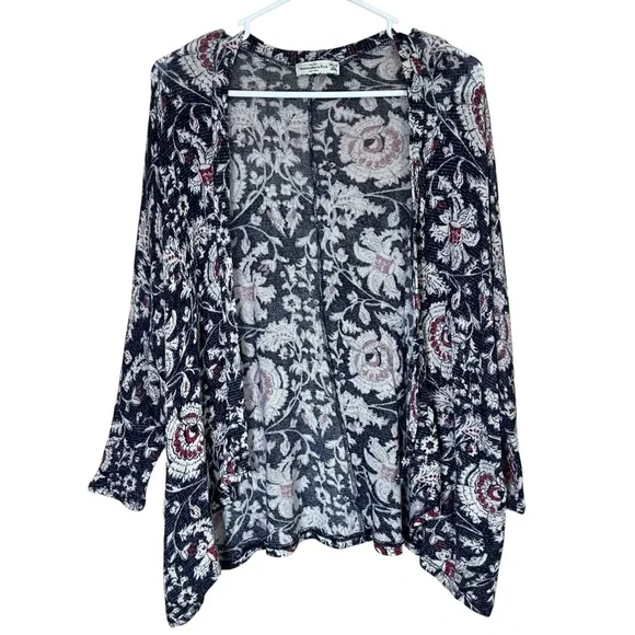 Abercrombie & Fitch Open Front Cardigan Sweater Lightweight Knit Floral One Size - Picture 1 of 11